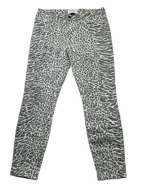 Current/Elliott The Stiletto Animal Print Skinny Jeans Gray White 30